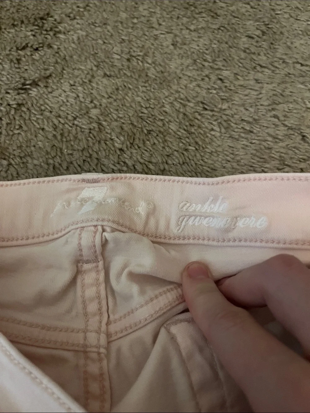 7 For All Mankind Light Pink Skinny Jeans with Raw Hem 29” capsule summer